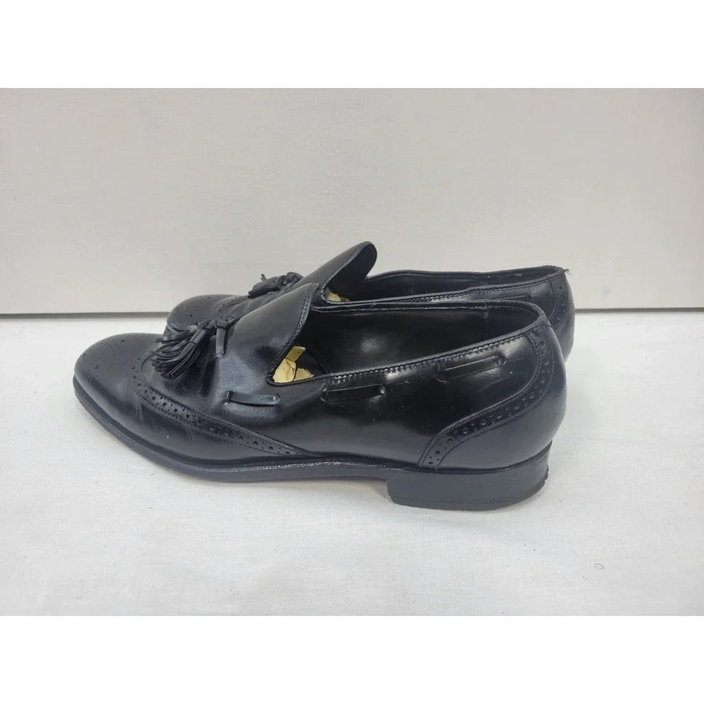 Bostonian Mens Black Leather Tassel Loafers Wingtip Dress Shoes 9 D 26911
